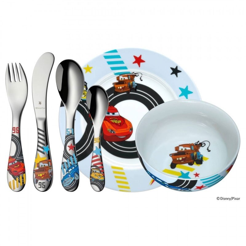 Cubiertos de niños con vajilla de Cars, en acero y porcelana, 6 piezas de WMF, ref. 1286019964.