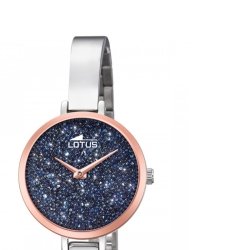 Reloj Lotus de mujer con brazalete de aro, detalles rosados y piedras Swarovski® azules, 18563/2.