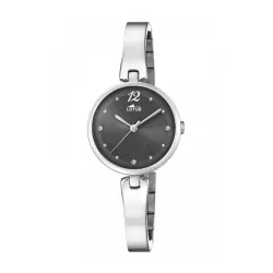 Reloj Lotus de mujer Bliss, en acero con pulsera de aro, esfera gris y circonitas, 18445/4.