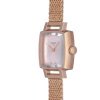 Visión lateral del Tissot Lovely de mujer, en acero chapado en oro rosé, diamantes y malla, T0581093345600.