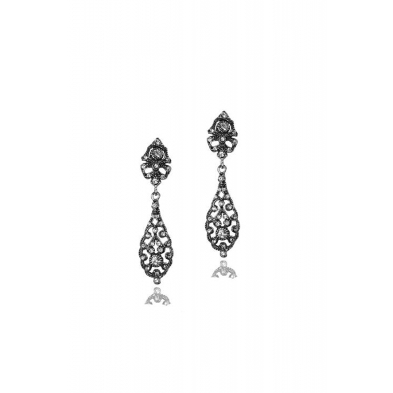 Pendientes de estilo isabelino en plata con piedras Swarovski®, de Antara.