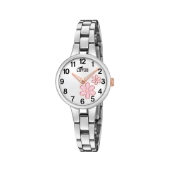 ❤️ Reloj Lotus Junior de niña en acero con mariposas rosadas 18658/1.