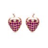 Pendientes en forma de fresas, en plata chapada y circonitas rojas, Seregi de Luxenter