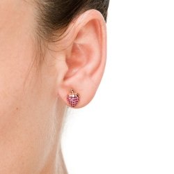 Pendientes en forma de fresas, en plata chapada y circonitas rojas, Seregi de Luxenter