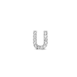 Colgante de letra U en plata rodiada y circonitas, de Luxnenter PH059U00.
