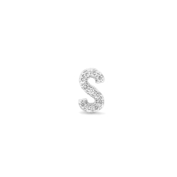 Colgante con forma de letra S en plata rodiada y circonitas, de Luxenter PH059S00.