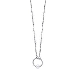 Colgante Pearl en plata rodiada y perla, con cadena, de Durán Exquse 00507080.