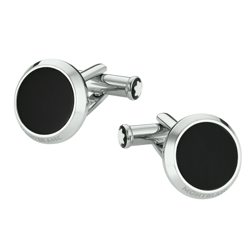 Gemelos Montblanc en acero con ónix, ref. 112896.