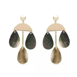 Pendientes largos dorados con nácar negro, Mimed de Luxenter.