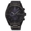 Reloj Seiko Solar de hombre en negro con cronógrafo y taquímetro, SSC721P1