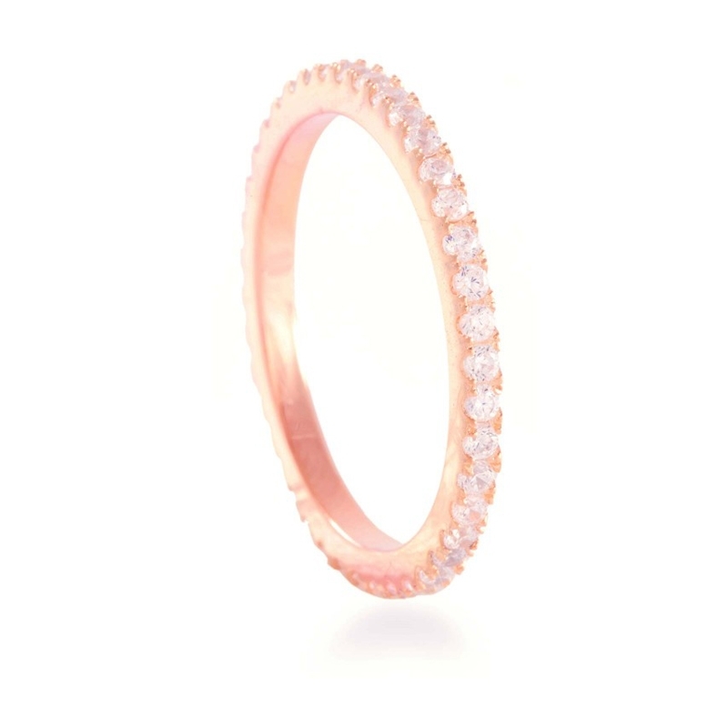 Anillo en plata dorada en oro rosé y circonitas, Mwea de Luxenter, T2015R00.