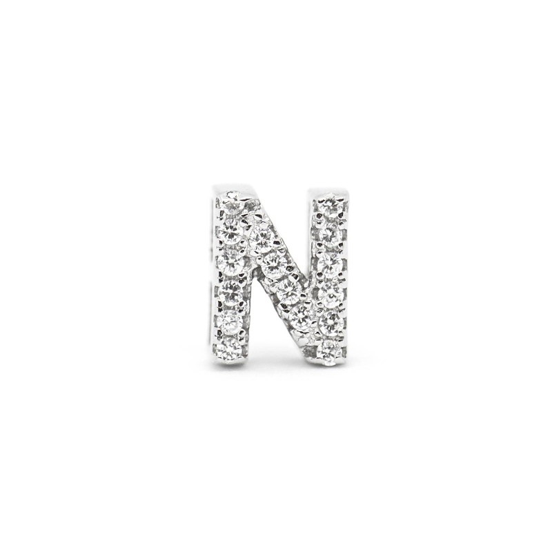 Colgante Letra N de plata y circonitas, de Luxenter ref. PH059N00.