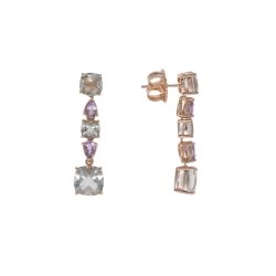 Pendientes largos de plata rosada y piedras en tono pastel, de Salvatore Plata 245A0015.