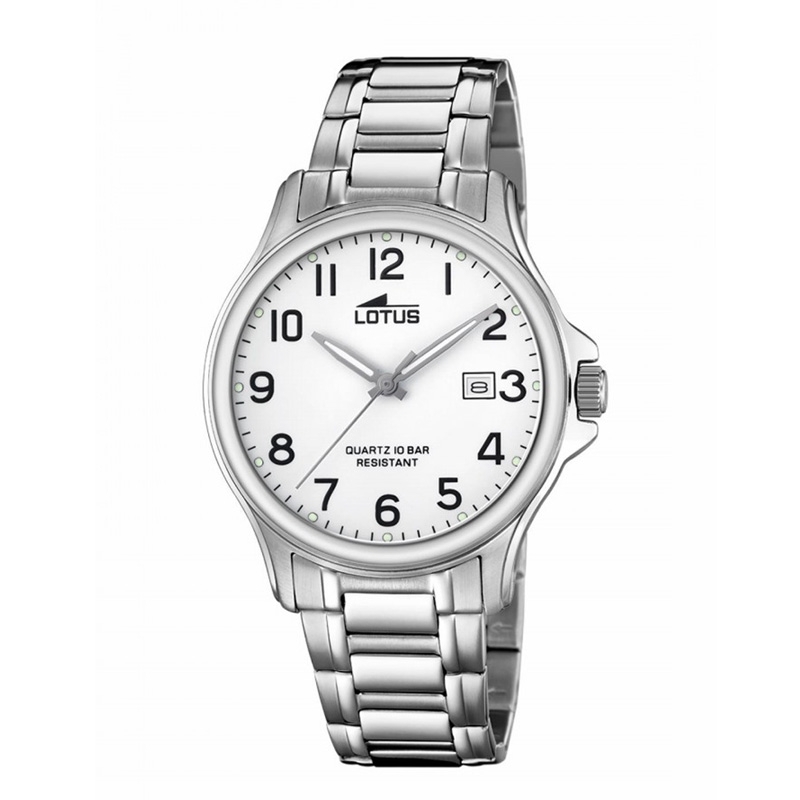 Reloj Lotus de hombre en acero y esfera blanca, ref. 18645/1.