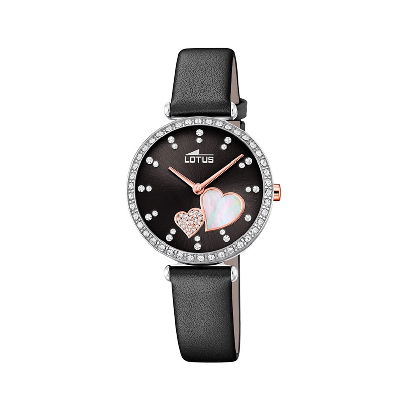 Reloj Lotus de mujer Bliss en negro con circonitas y nácar, ref. 18618/4.