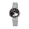 Reloj Lotus de mujer Bliss en acero con esfera negra, nácar y circonitas, ref. 18615/4.