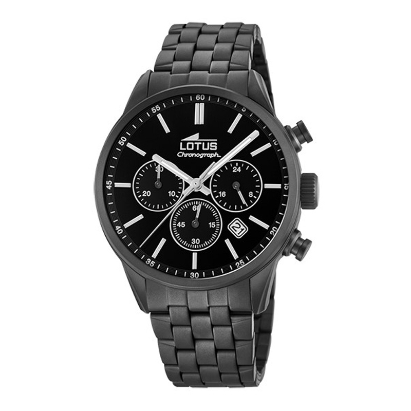 Reloj Lotus Chrono de hombre en acero negro y cronógrafo, ref. 18668/1.