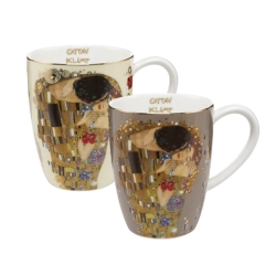 Set 2 tazas tipo Mug en porcelana de Gustav Klimt, El Beso, de Goebel.
