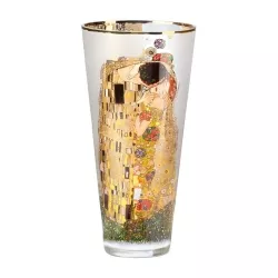 Jarrón con decoración dorada de El Beso, de Gustav Klimt. Goebel.