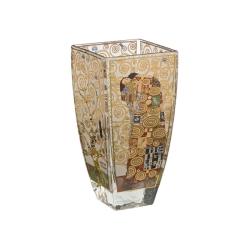 Florero en cristal y decoración dorada, El Abrazo de Gustav Klimt. Goebel.