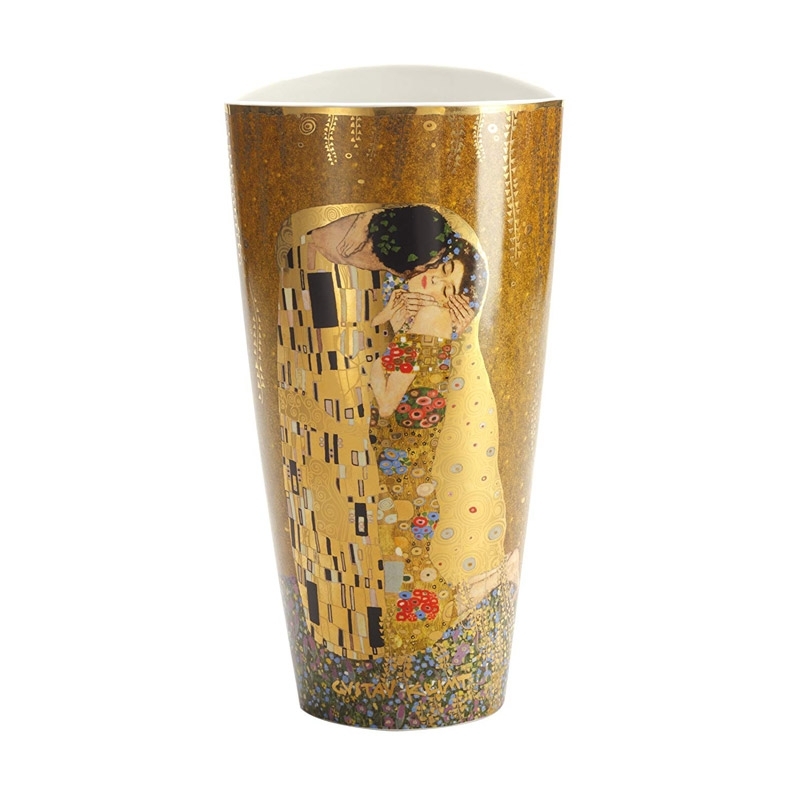 Jarrón de cerámica con dorado El Beso, de Gustav Klimt. Goebel.