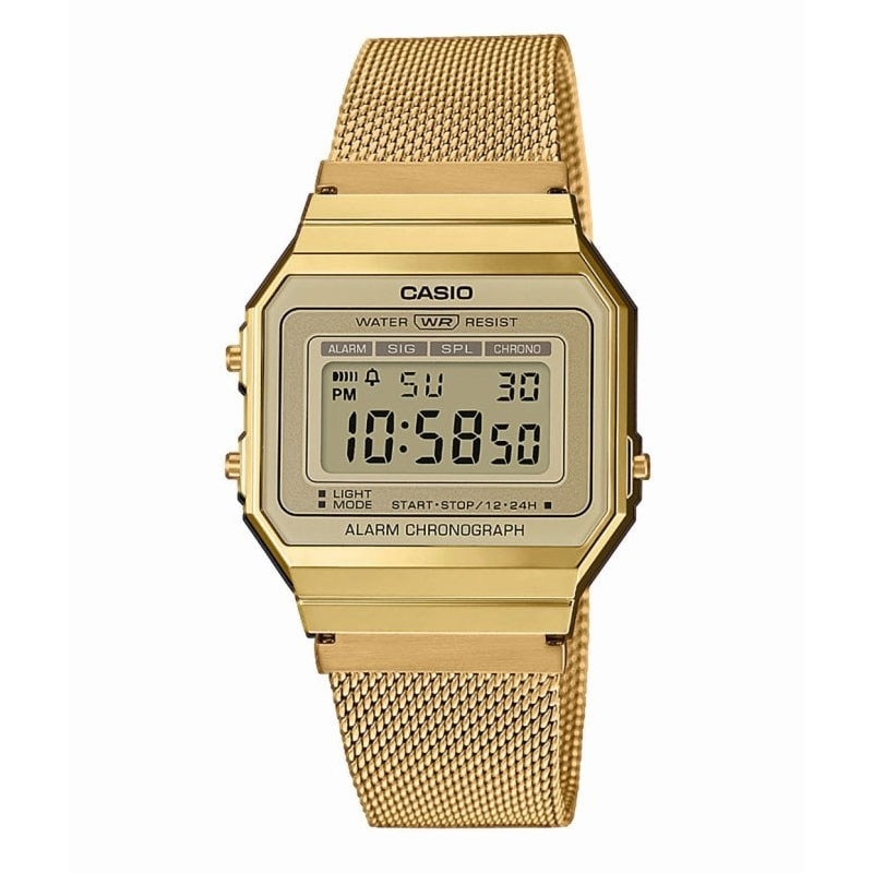 Reloj Casio de mujer dorado Retro Collection con correa de malla A700WEMG-9AEF.