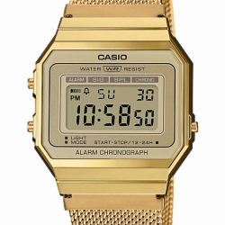 Casio Reloj Retro Digital Dorado Mujer Malla Milanesa A171WEMG-9A