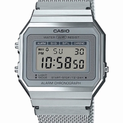 Reloj Casio plateado Retro Collection con correa de malla A700WEMG-9AEF.