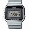 Reloj Casio plateado Retro Collection digital con esfera negra, A700WE-1AEF.