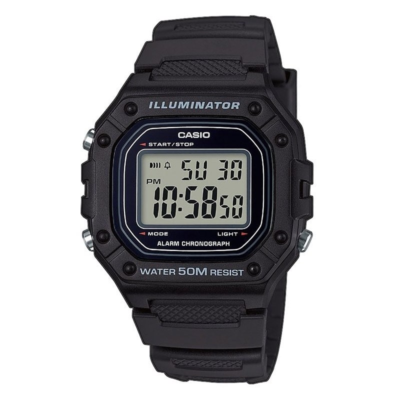 Reloj Casio digital para hombre en resina negra, W-218H-1AVEF.