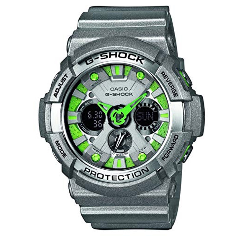 ⚡Reloj Casio G-Shock de hombre gris y detalles verdes GA-200SH-8AER.
