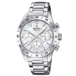 Reloj Festina Boyfriend Diamond de mujer en acero con esfera de nácar y circonita, F20397/1.