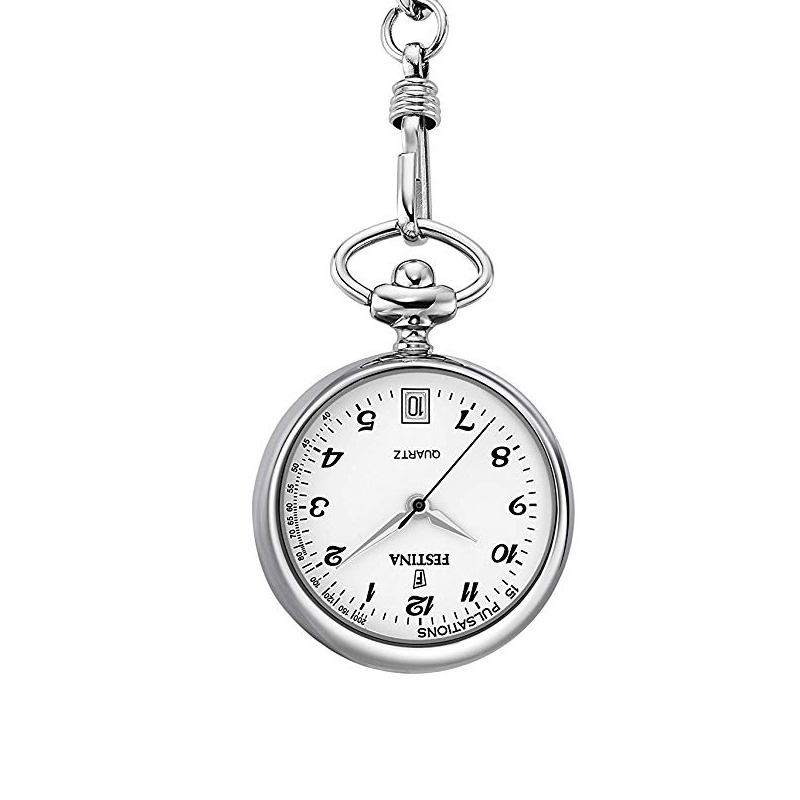 Reloj Festina de bolsillo para mujer plateado con esfera blanca, F2027/1.