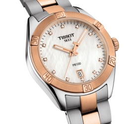Reloj Tissot PR 100 Sport Chic en bicolor con nácar y diamantes, T1019102211600.