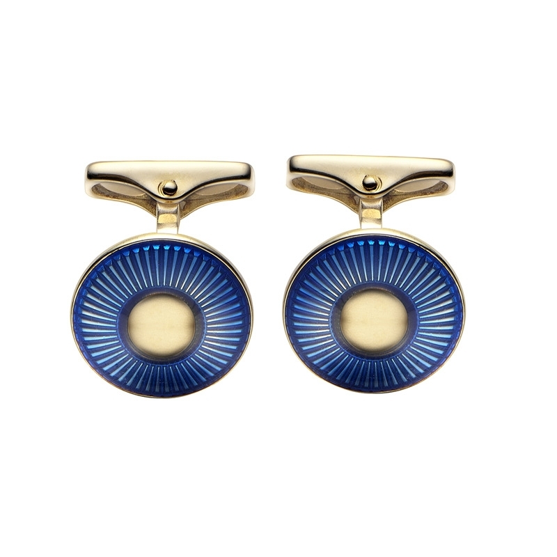 Gemelos de plata dorada en oro con esmalte azul, Guilloc de Durán Exquse, 00074168.