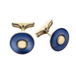 Gemelos de plata dorada en oro con esmalte azul, Guilloc de Durán Exquse, 00074168.