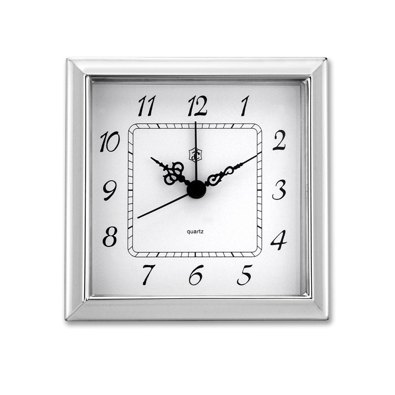 Reloj de mesa cuadrado en plata de Isabel Cabanillas, 9x9 cms., 07/3100.