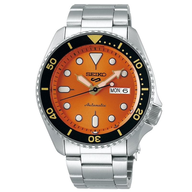 Reloj Seiko 5 Sports automático para hombre con esfera naranja, SRPD59K1.