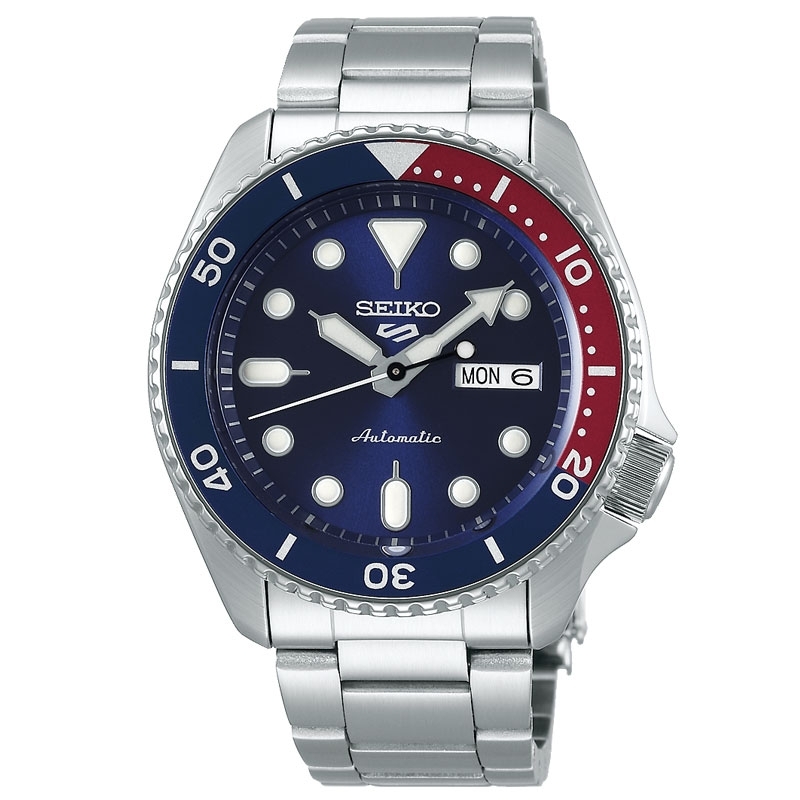 Reloj Seiko 5 Sports automático en acero con bisel azul/rojo, SRPD53K1.