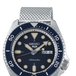 Reloj Seiko 5 Sports automático esfera azul y correa de malla, SRPD71K1.