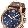 Reloj Tw Steel Maverick con caja rosada, esfera azul, cronógrafo y correa, MS84.