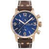 Reloj Tw Steel Maverick con caja rosada, esfera azul, cronógrafo y correa, MS84.