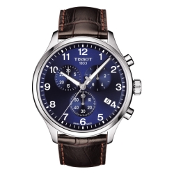 Reloj Tissot Chrono XL Classic para hombre, con esfera azul y correa de piel marrón, T1166171604700.