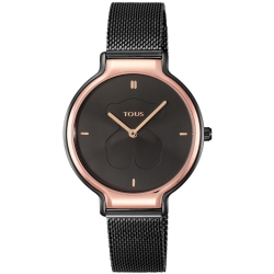 Reloj Tous Real Bear de mujer chapado en negro y detalles rosados, 900350380.