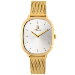 Reloj Tous Heritage de mujer dorado con caja rectangular y malla, 900350400.