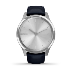 Reloj Garmin vívomove Luxe plateado y correa azul, en 42 mm, 010-02241-00.